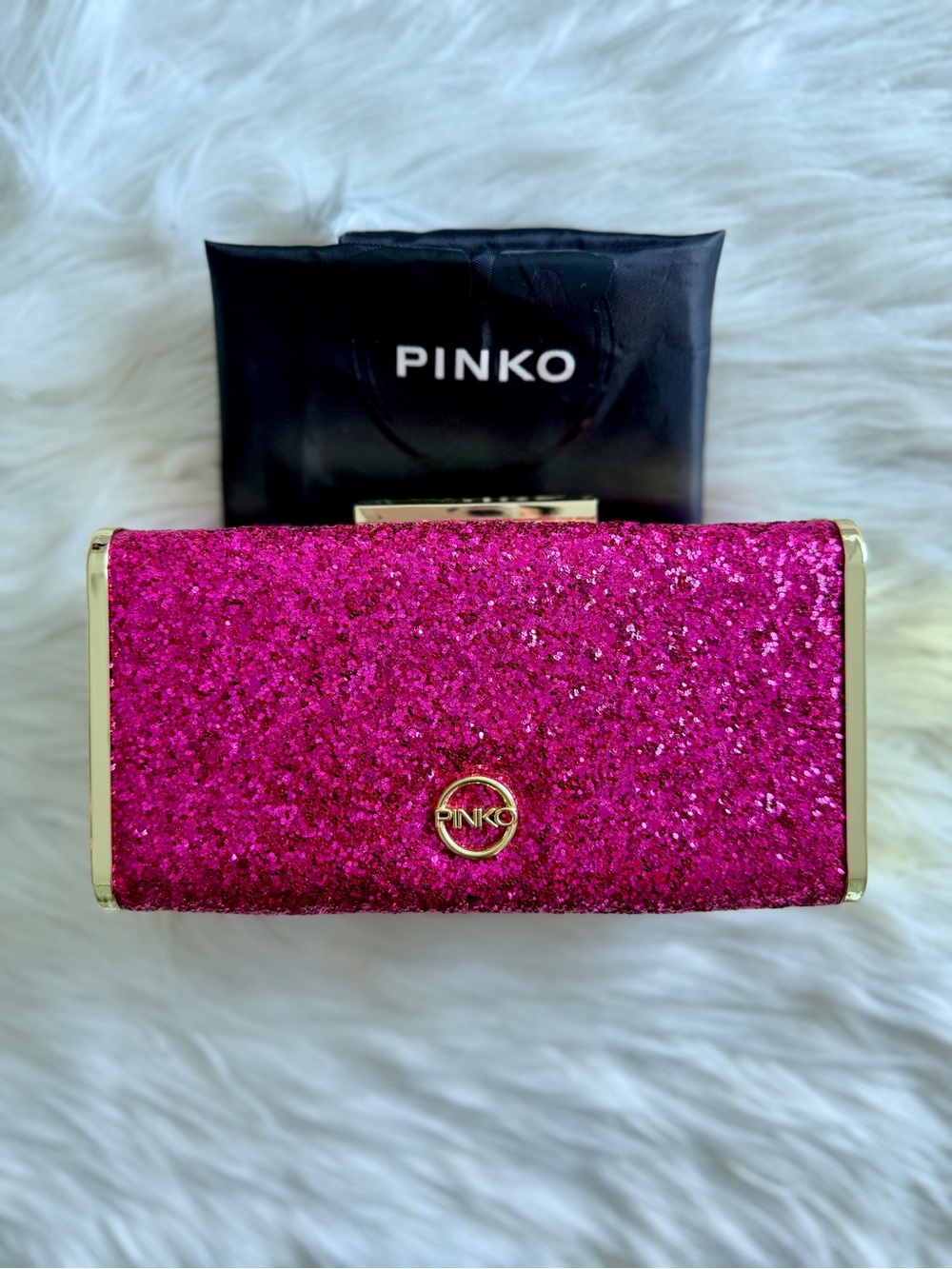 PINKO Clutch and Crossbody with Gold Hardware